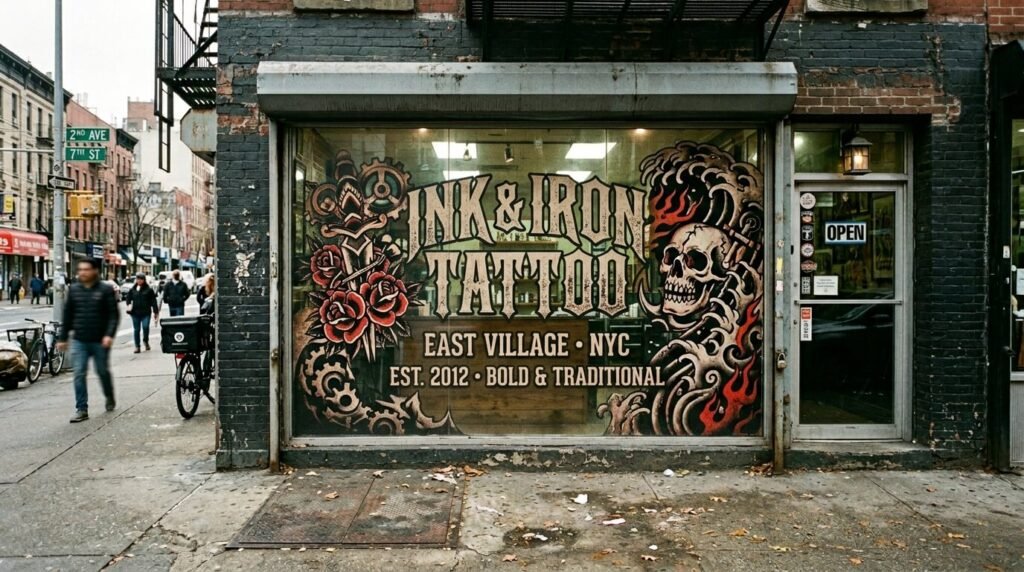 storefront window wrap signage for ink tattoo nyc sign company
