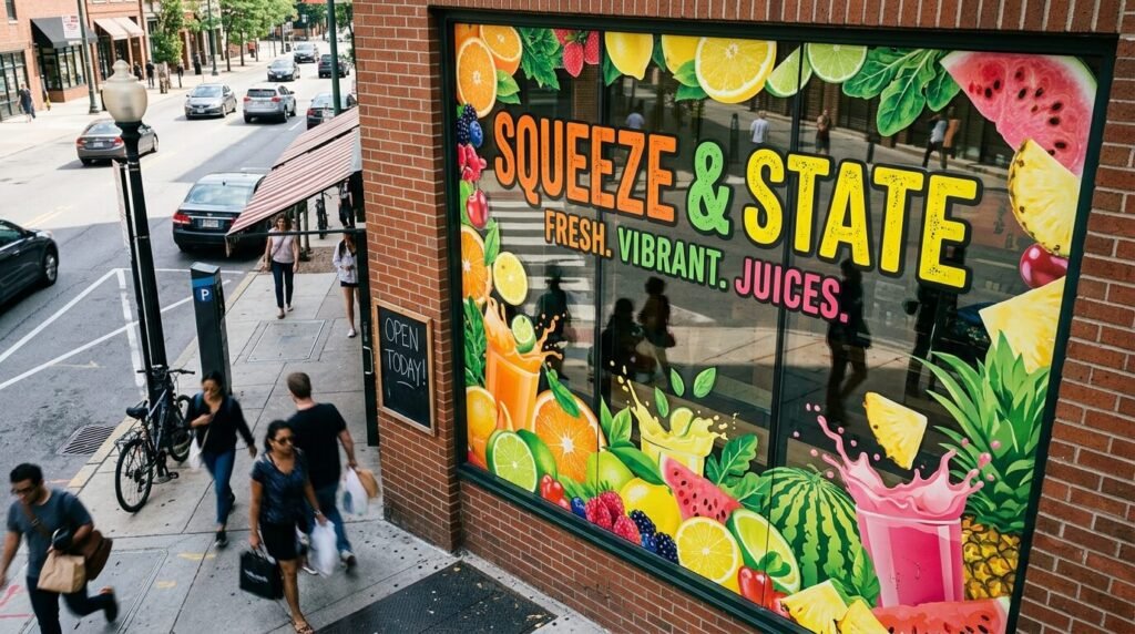 storefront window wrap signage for juice bar nyc sign company