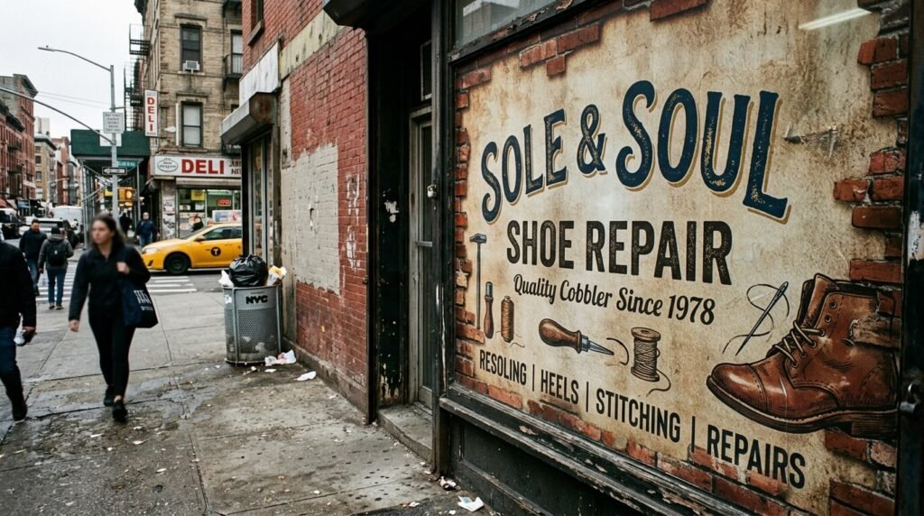 storefront window wrap signage for shoe repair nyc sign company