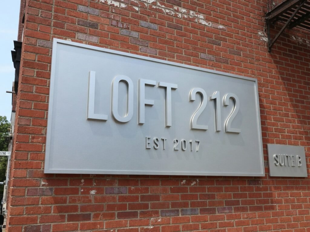 Flat metal aluminum facade signs NYC
