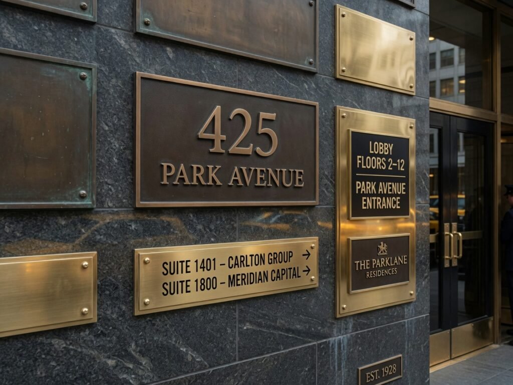 Bronze metal plaques building signs