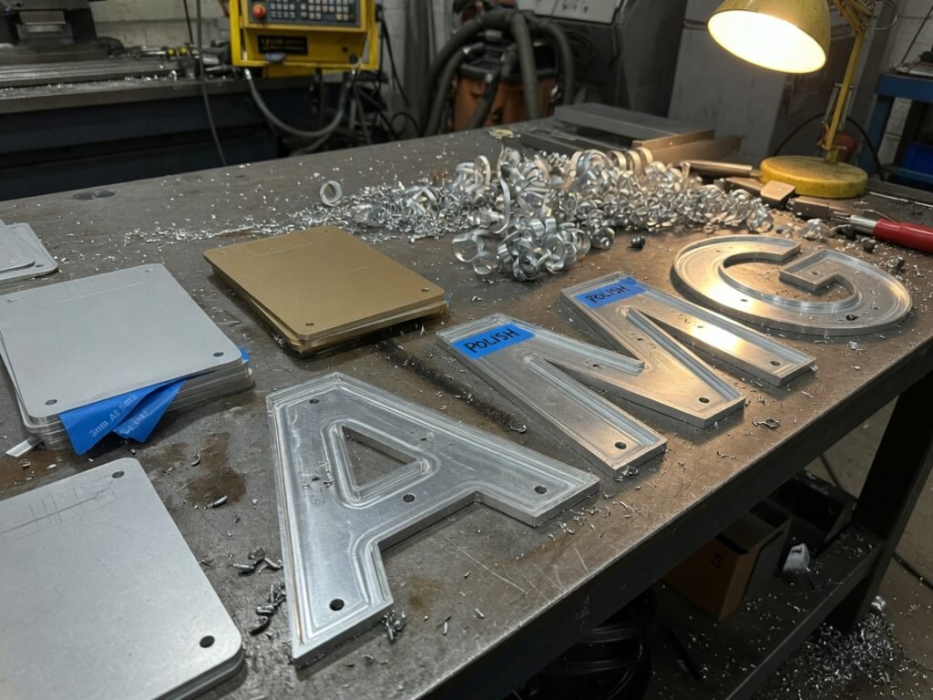 Metal sign fabrication CNC workshop