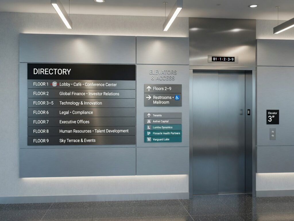 Office lobby directory signs