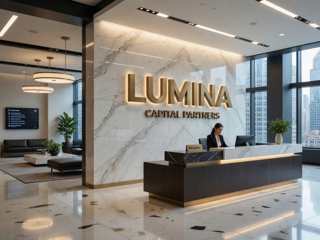 Office lobby reception signage