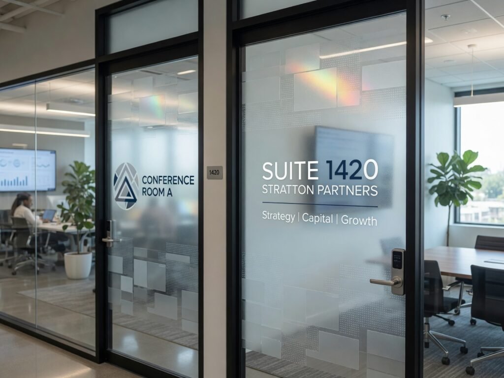 Frosted conference room office signs