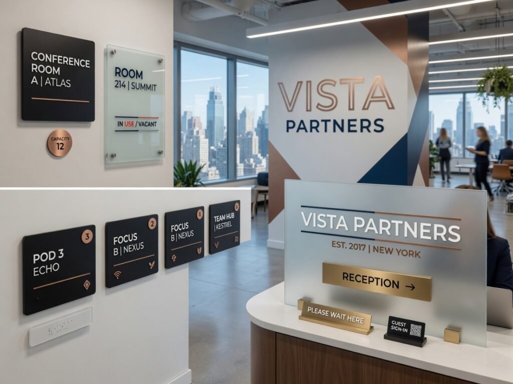 Custom office signs NYC interior branding