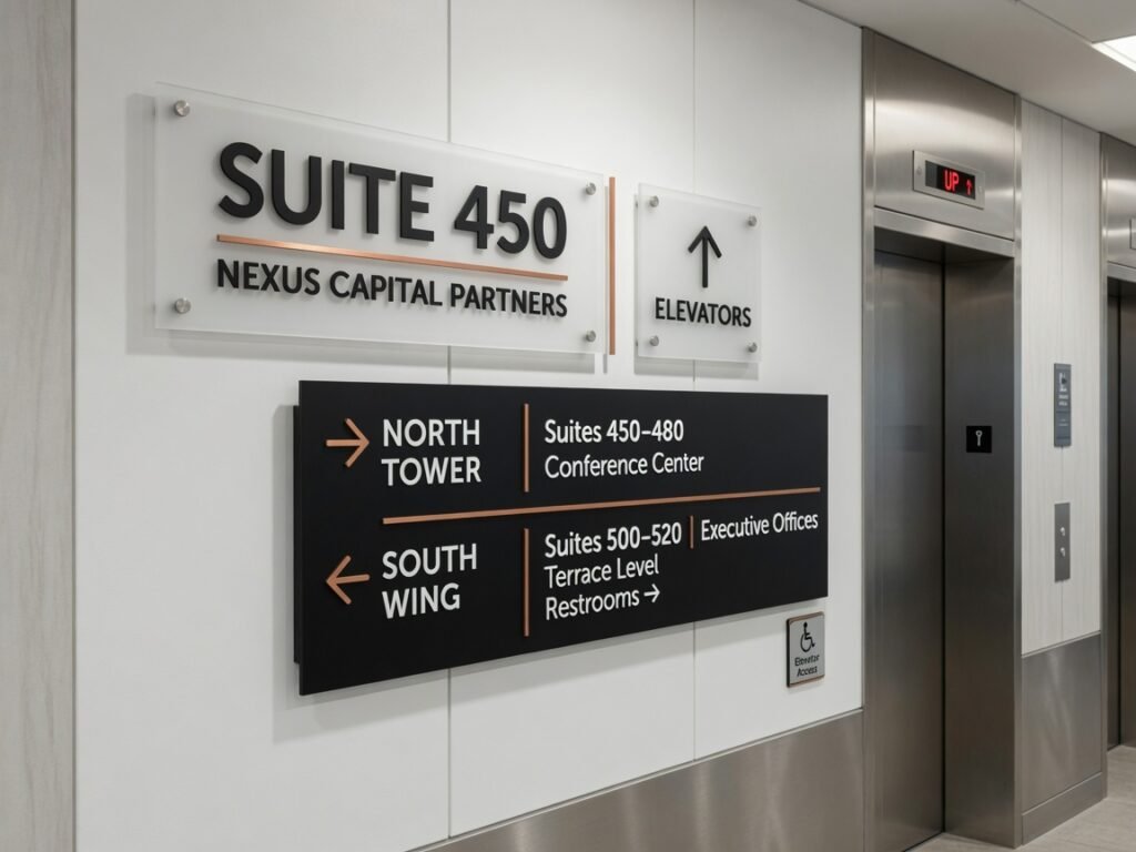 Office suite wayfinding signs NYC