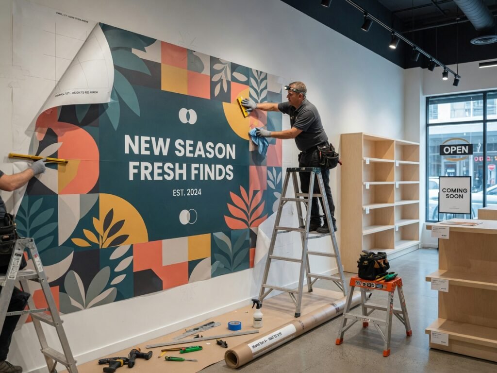 Retail graphic installation commercial interior