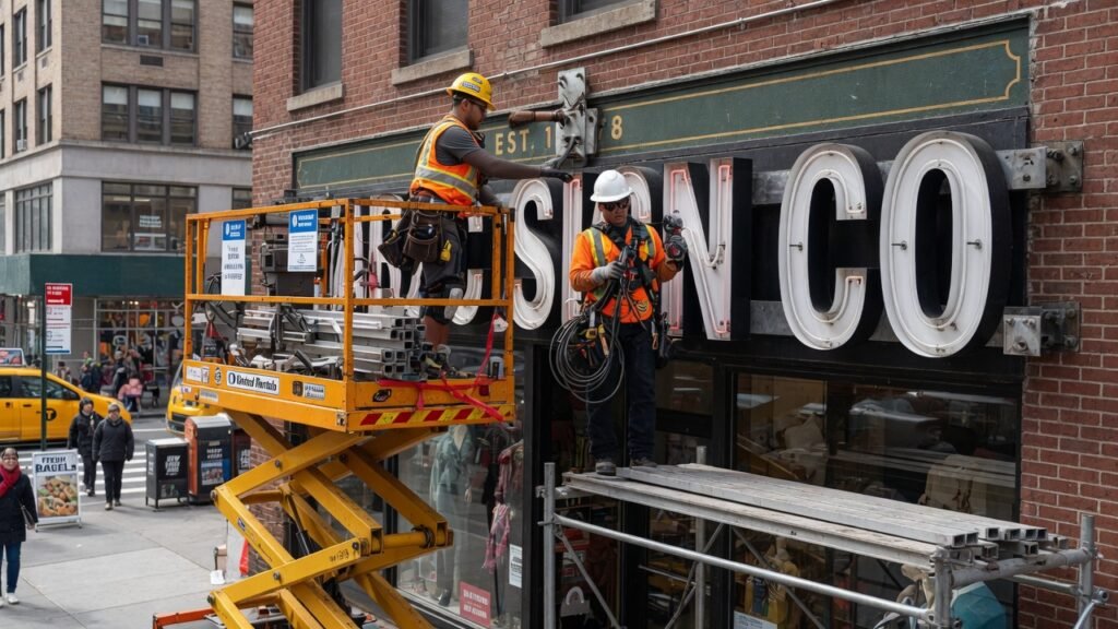 Sign installers NYC professional crew