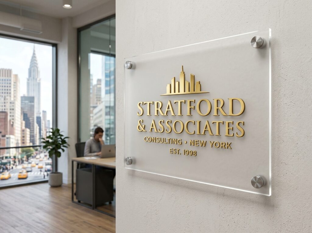 Custom acrylic and perspex business signs NYC with standoff pins