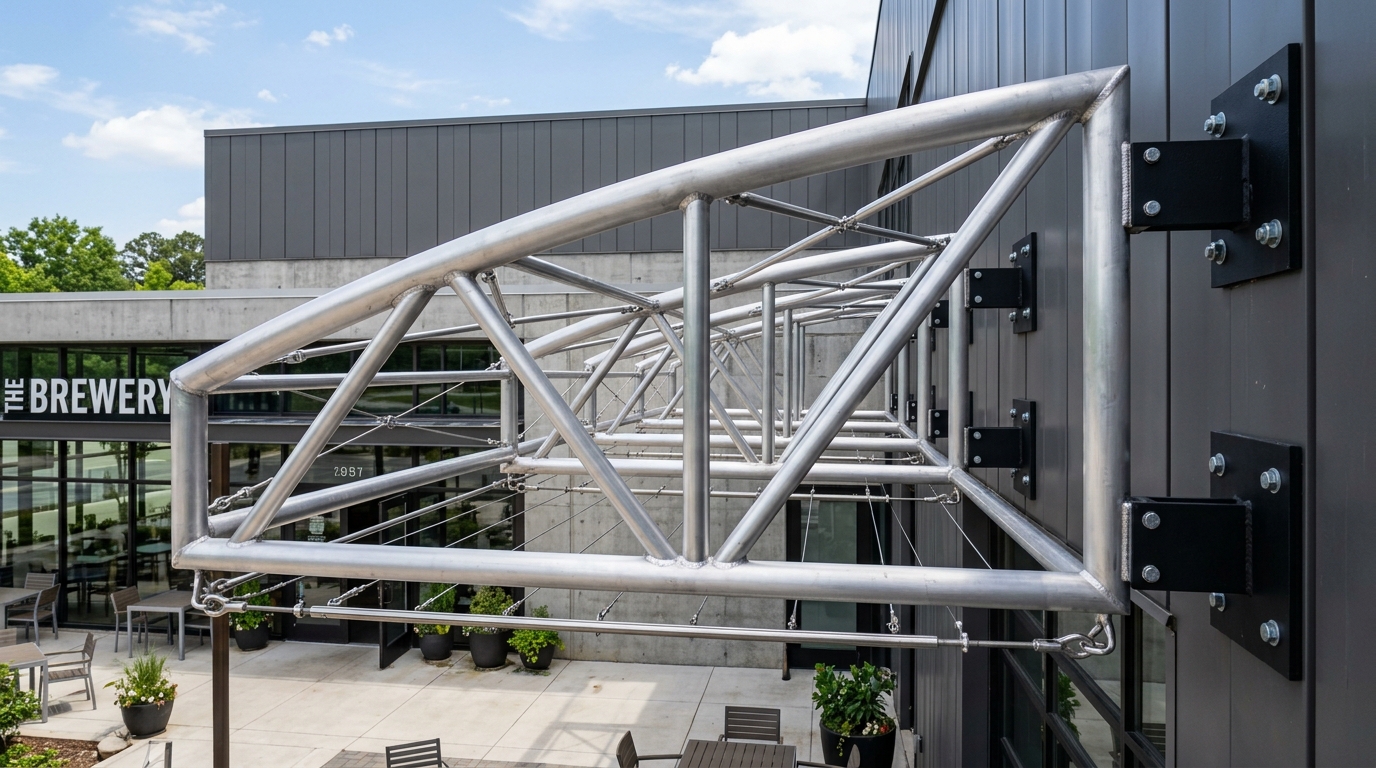 Heavy-duty modular telescoping aluminum pipe and drape support frame with steel baseplates