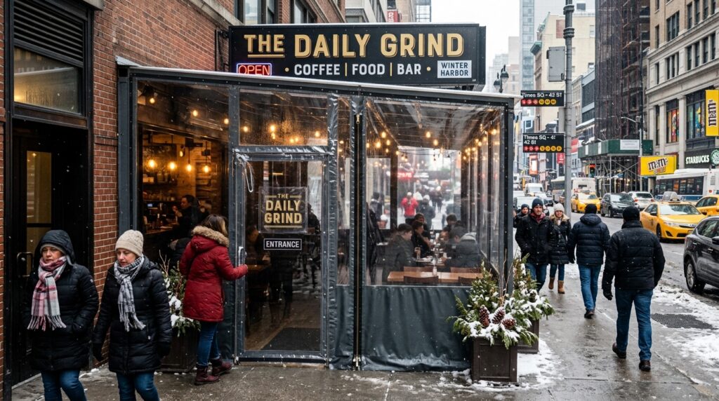 Commercial Awnings & Winter Vestibules in NYC: DOB Encroachment Permits & Canvas Care