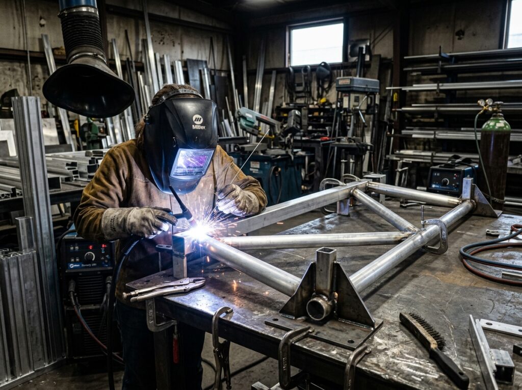 Commercial awning aluminum frame welding fabrication