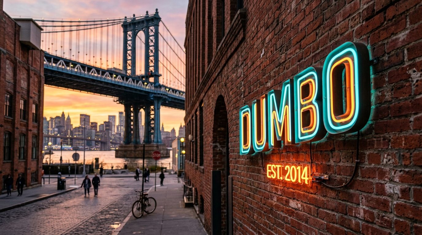 Front-lit illuminated LED custom channel letters mounted on dark cast-iron storefront in Soho NYC