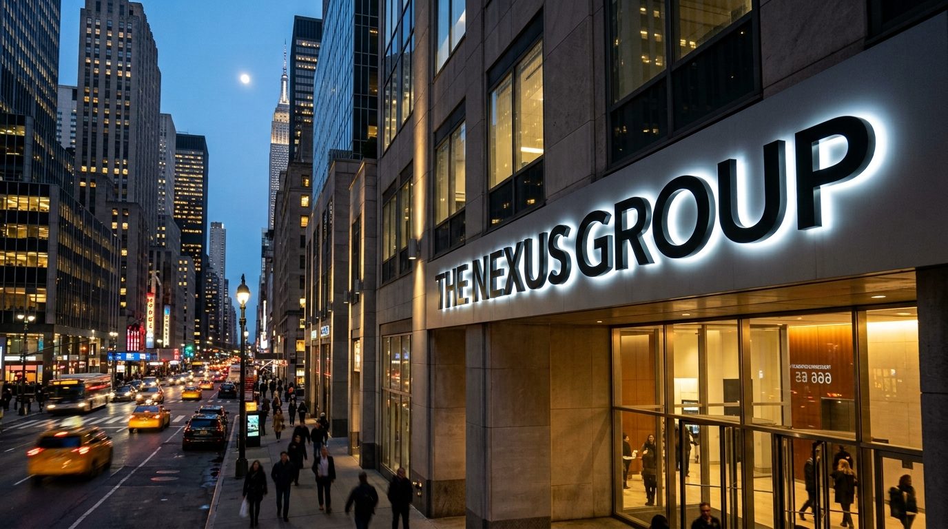 Direct flush mounted halo-lit channel letters with standoff spacers on limestone building facade Flatiron NYC